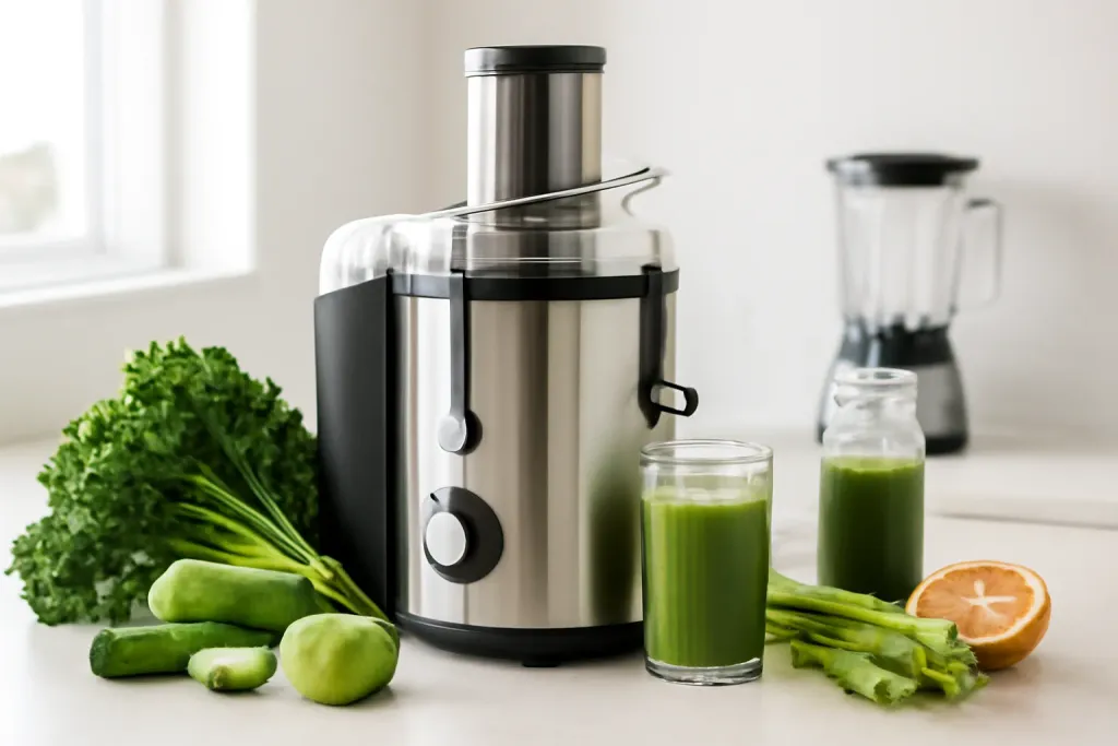 Photo illustrating centrifugal juicer for hard vegetables