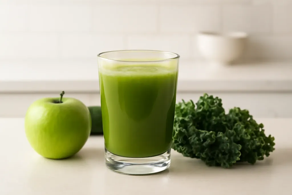 Editorial illustration related to green juice recipes for beginners