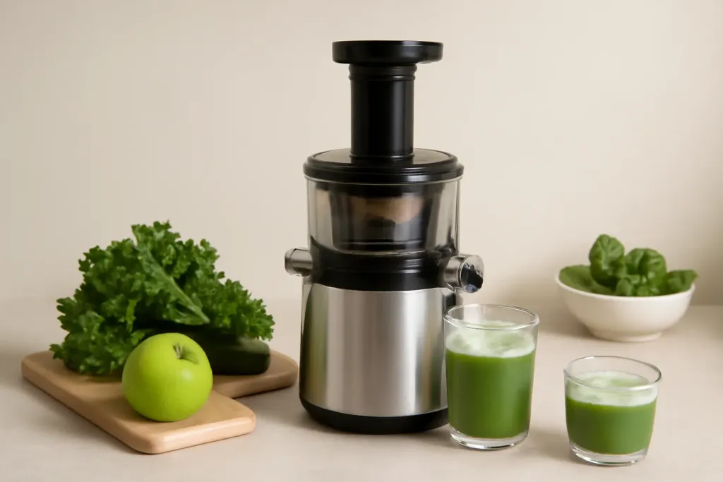 Editorial illustration related to how to reduce pulp in green juice