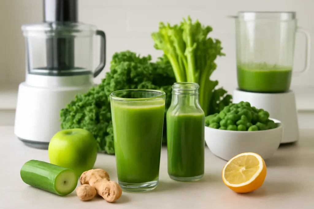 Photo illustrating ginger in green juice