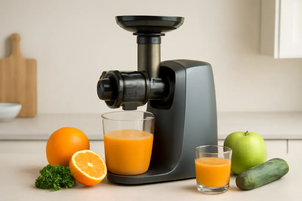 Editorial illustration related to masticating vs centrifugal juicer