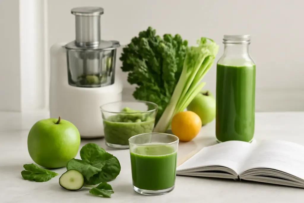 A second photo showing a related step or detail for seasonal green juice recipe book