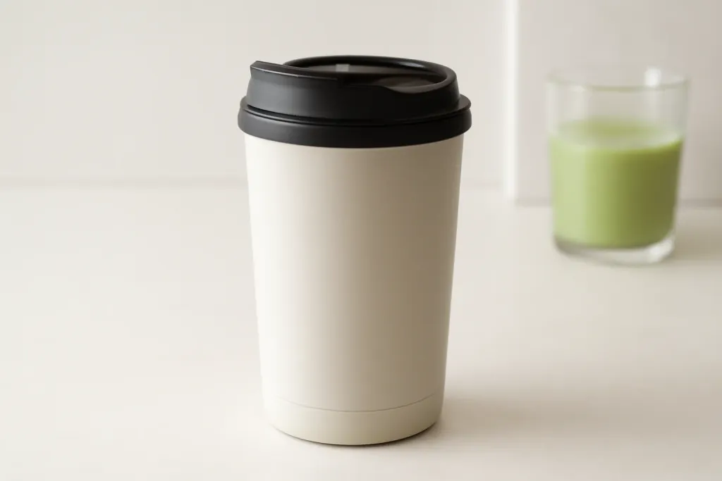Editorial illustration related to travel cups for smoothies and juice