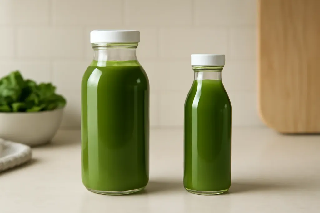 Editorial illustration related to wide mouth vs narrow mouth juice bottles
