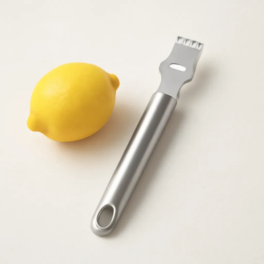Editorial illustration (not the exact linked listing) of citrus zester for flavor prep
