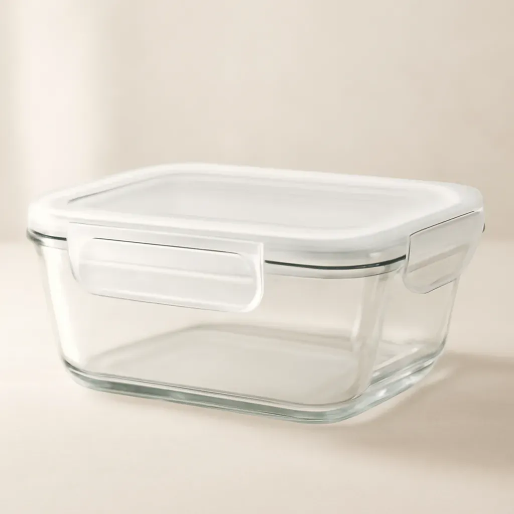 Editorial illustration (not the exact linked listing) of glass containers with snap lids