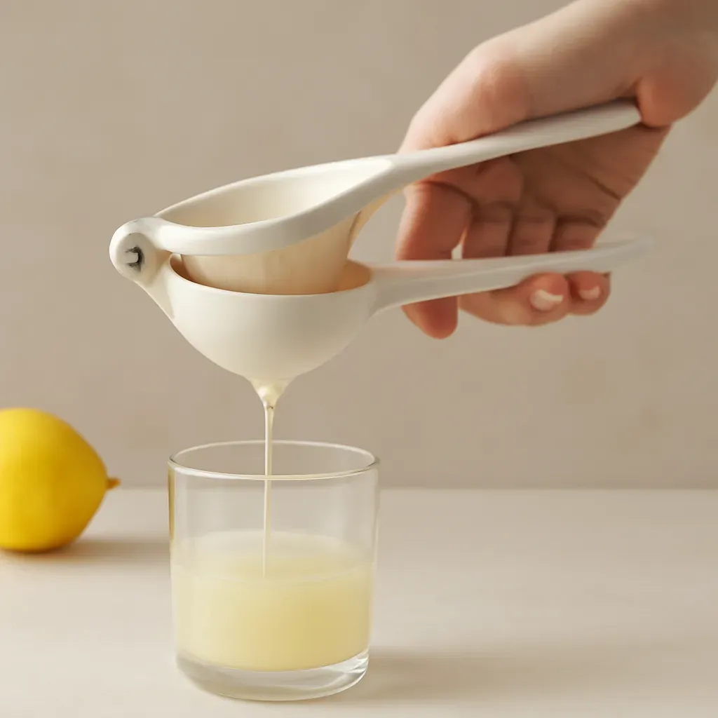 Editorial illustration (not the exact linked listing) of handheld citrus press