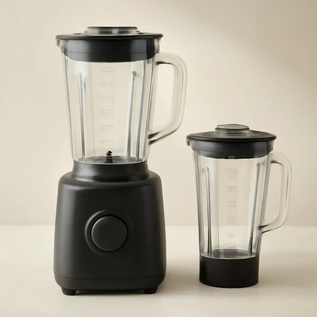 Editorial illustration (not the exact linked listing) of high-speed blender with extra jar
