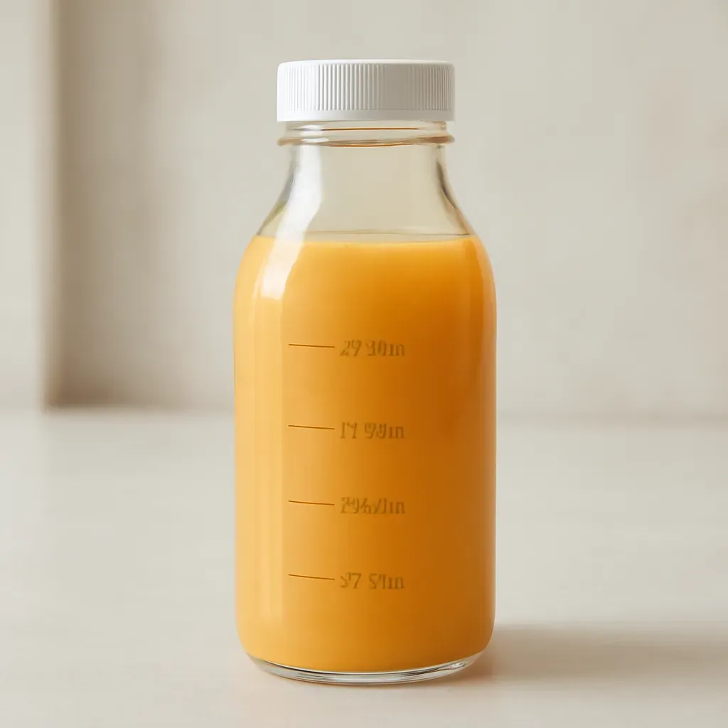 Editorial illustration (not the exact linked listing) of juice bottles with measurement markings