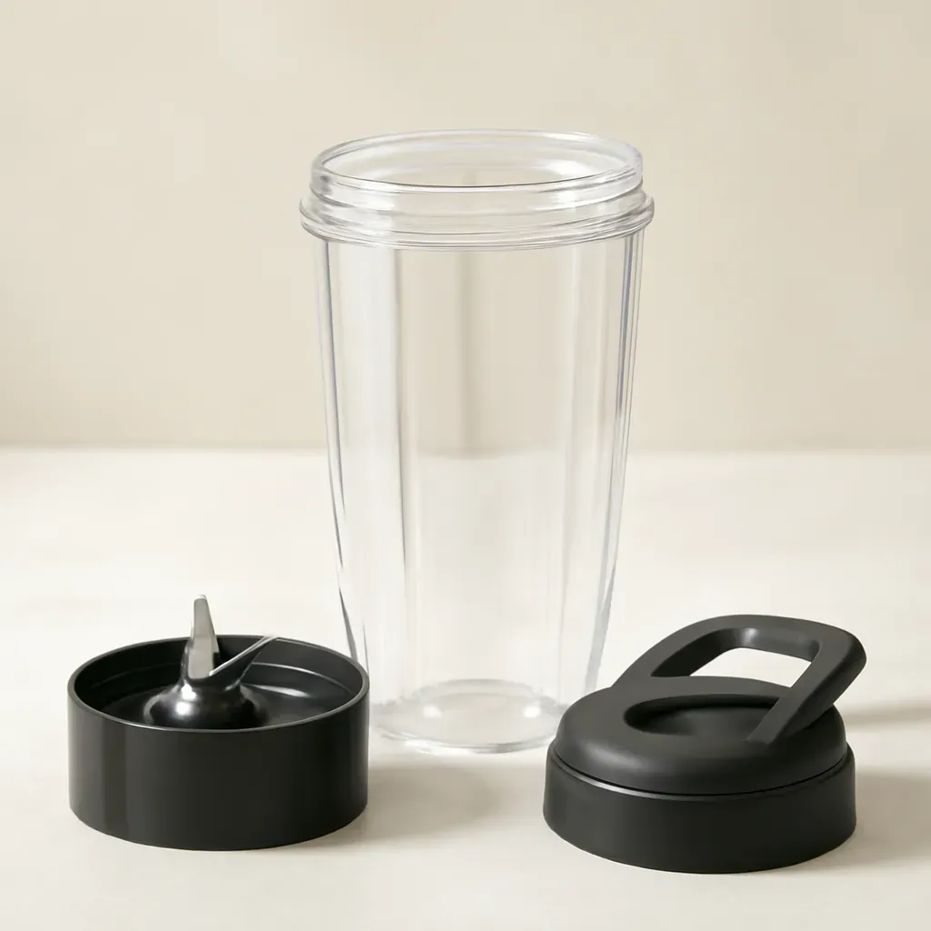 Editorial illustration (not the exact linked listing) of personal blender with travel lid