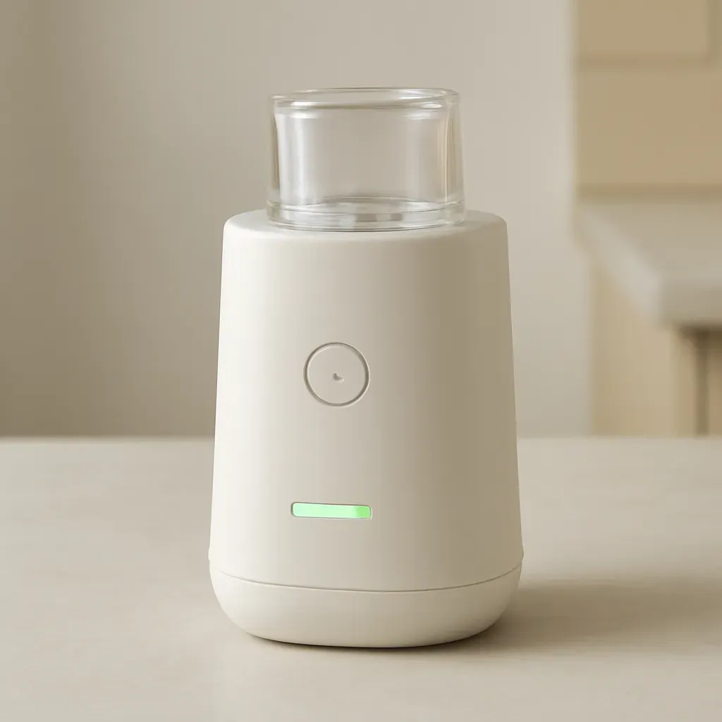 Editorial illustration (not the exact linked listing) of portable blender with multiple charges per battery