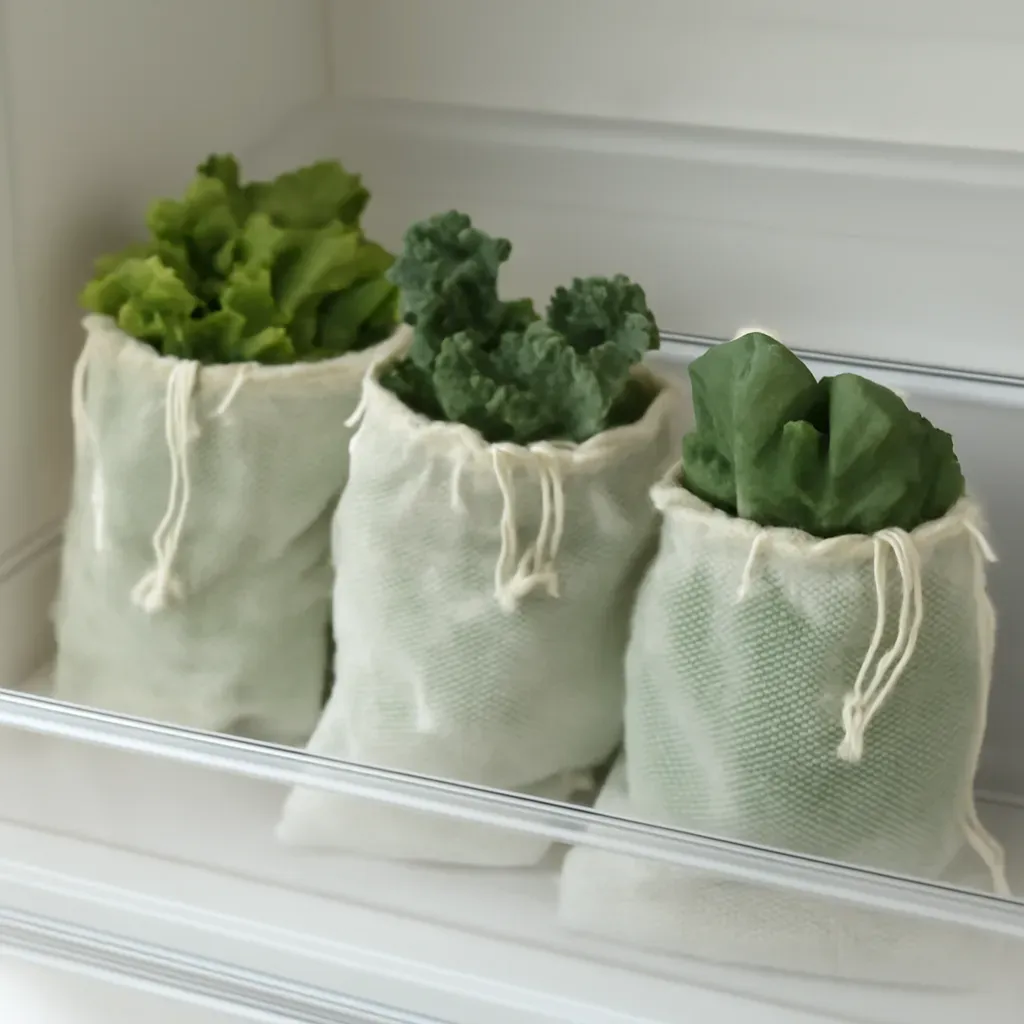 Editorial illustration (not the exact linked listing) of produce storage bags for leafy greens