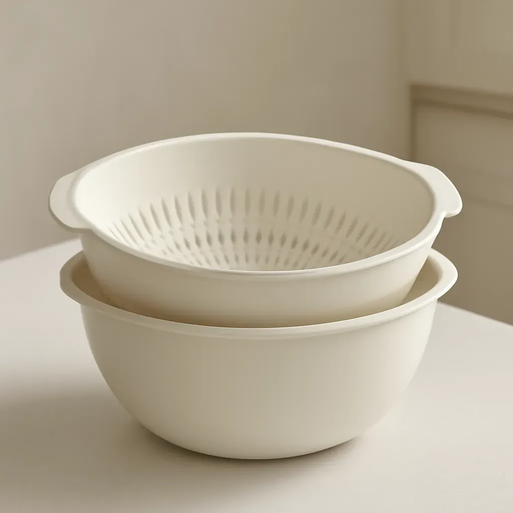 Editorial illustration (not the exact linked listing) of produce wash basin with colander
