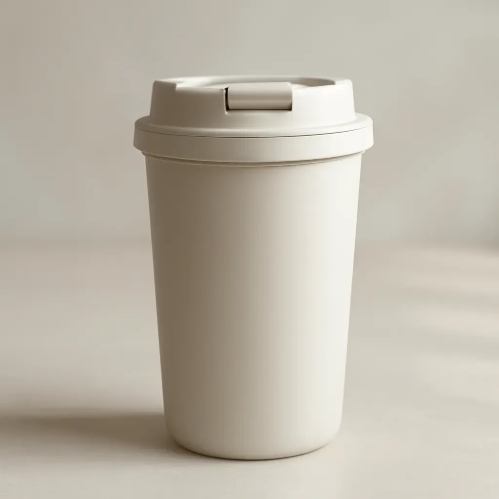 Editorial illustration (not the exact linked listing) of screw-top leakproof travel cup