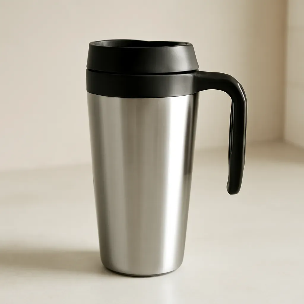 Editorial illustration (not the exact linked listing) of slim travel cup for cupholders