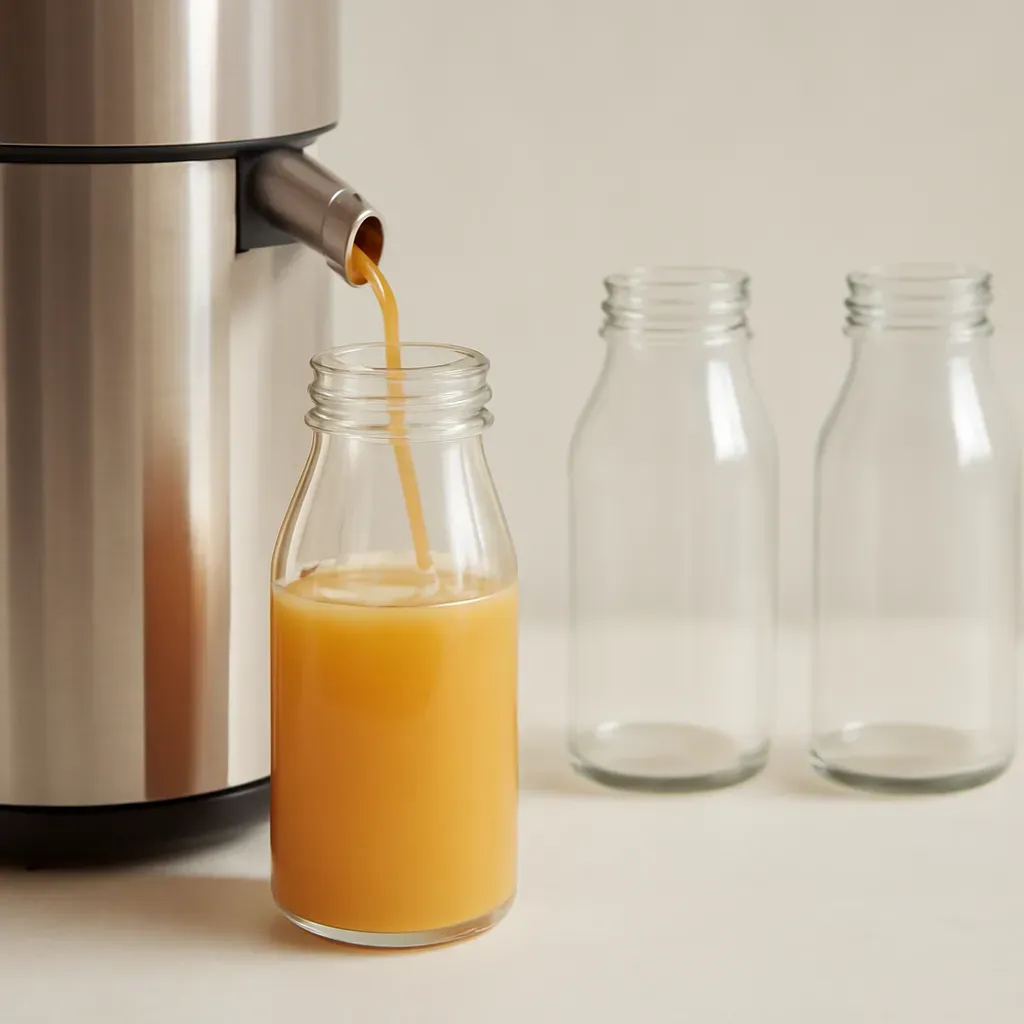 Editorial illustration (not the exact linked listing) of wide-mouth juice bottles